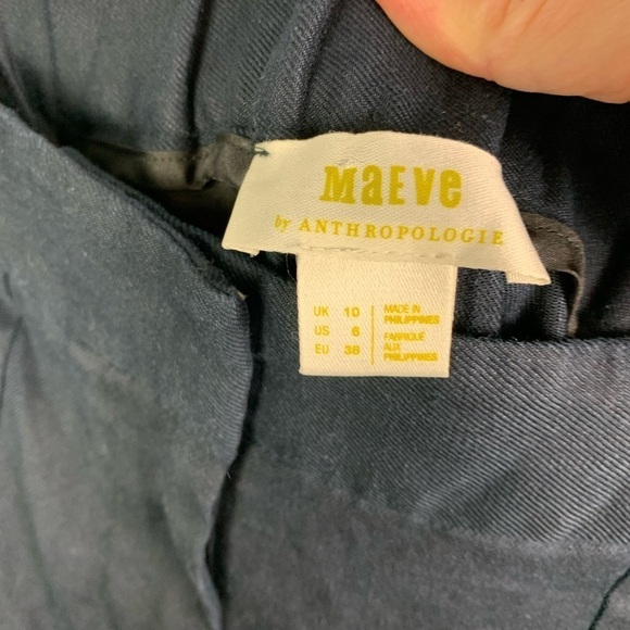 Maeve Anthropologie Size 6 Navy Pull On Wide Leg Pants Flowy Pockets - Picture 4 of 5